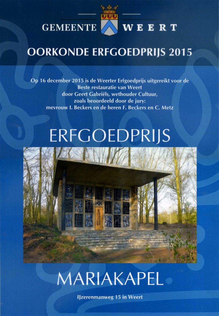 oorkonde erfgoedprijs 2015